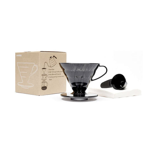 Hario V60 Coffee Dripper Set Transparent Black - Size 02 - Full Bloom Coffee Roasters